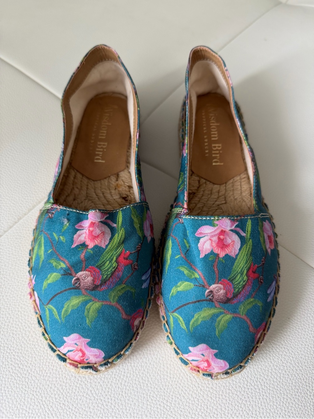 Wisdom Bird Tropical Luxury Canvas Espadrilles size 36